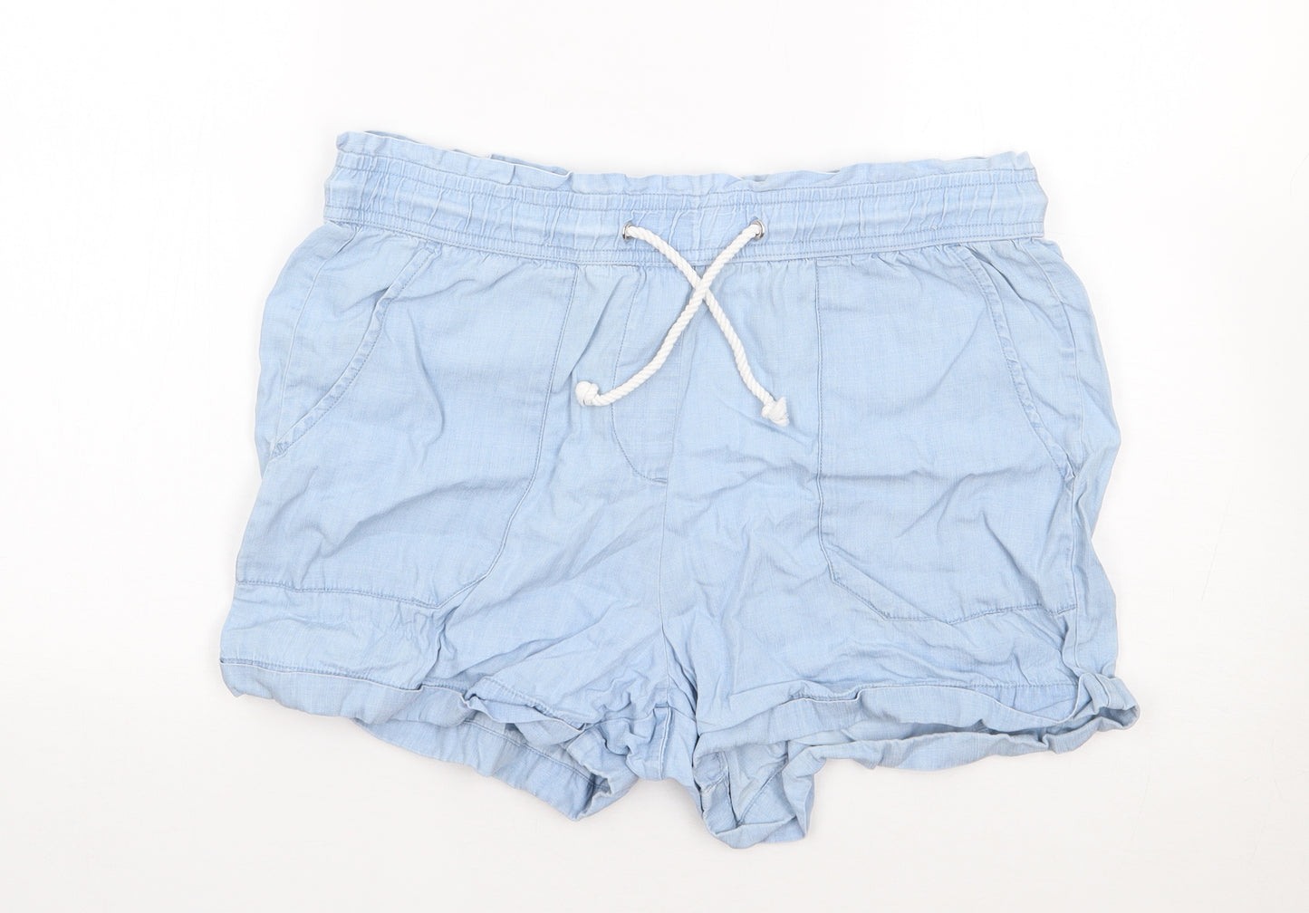 Papaya Womens Blue  Lyocell Mom Shorts Size 12 L4 in Regular Drawstring