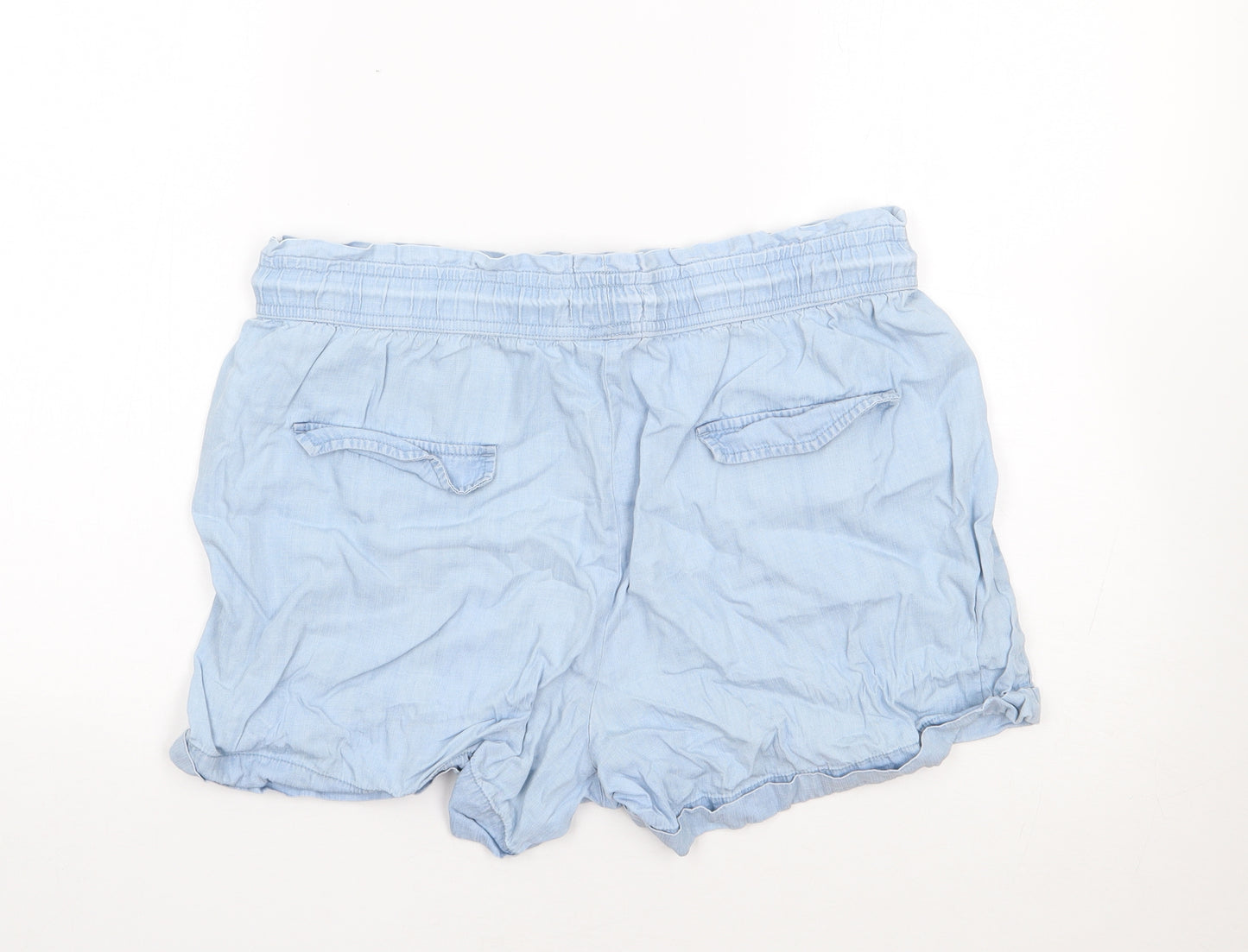 Papaya Womens Blue  Lyocell Mom Shorts Size 12 L4 in Regular Drawstring
