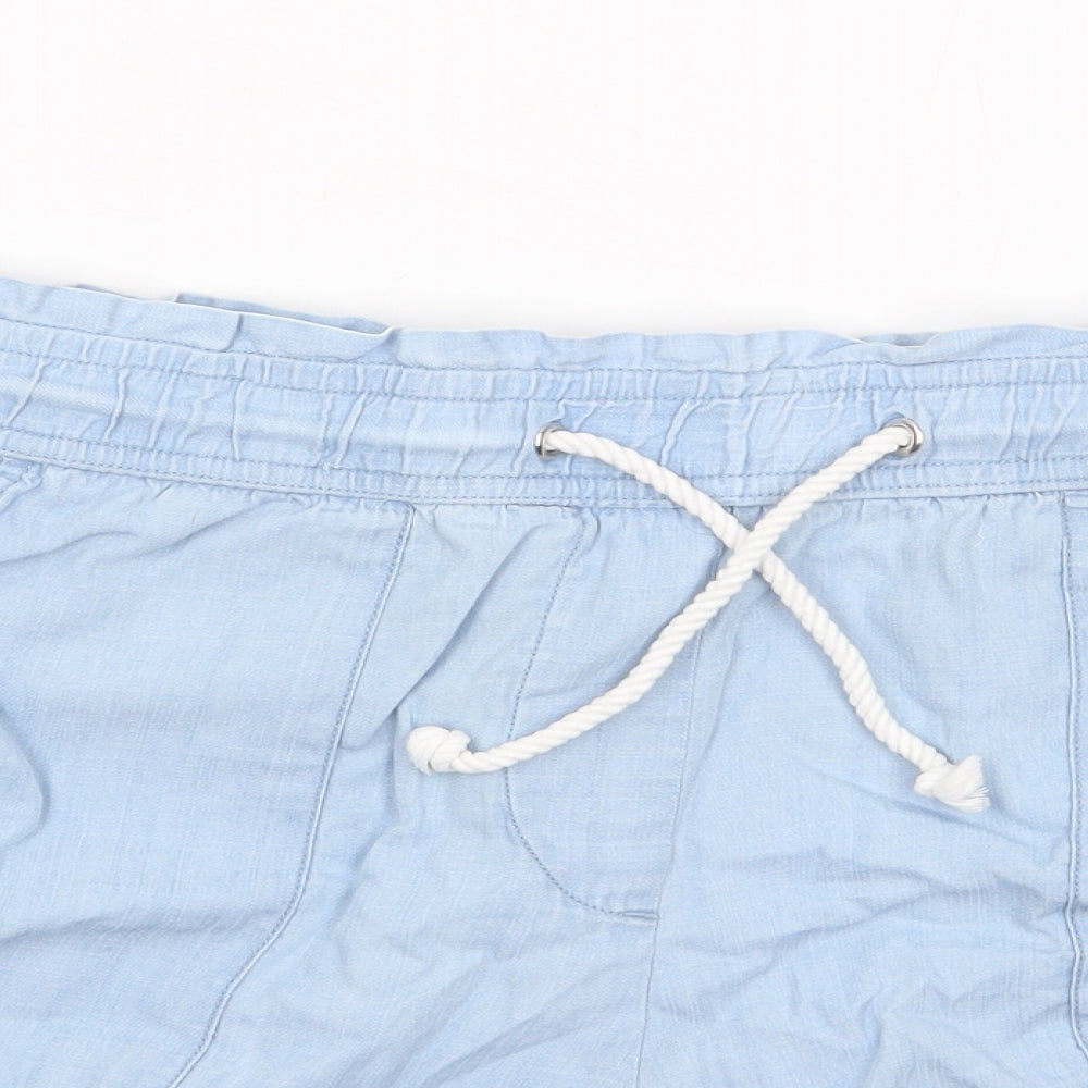 Papaya Womens Blue  Lyocell Mom Shorts Size 12 L4 in Regular Drawstring