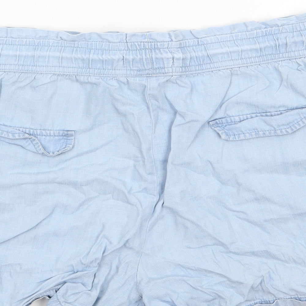 Papaya Womens Blue  Lyocell Mom Shorts Size 12 L4 in Regular Drawstring