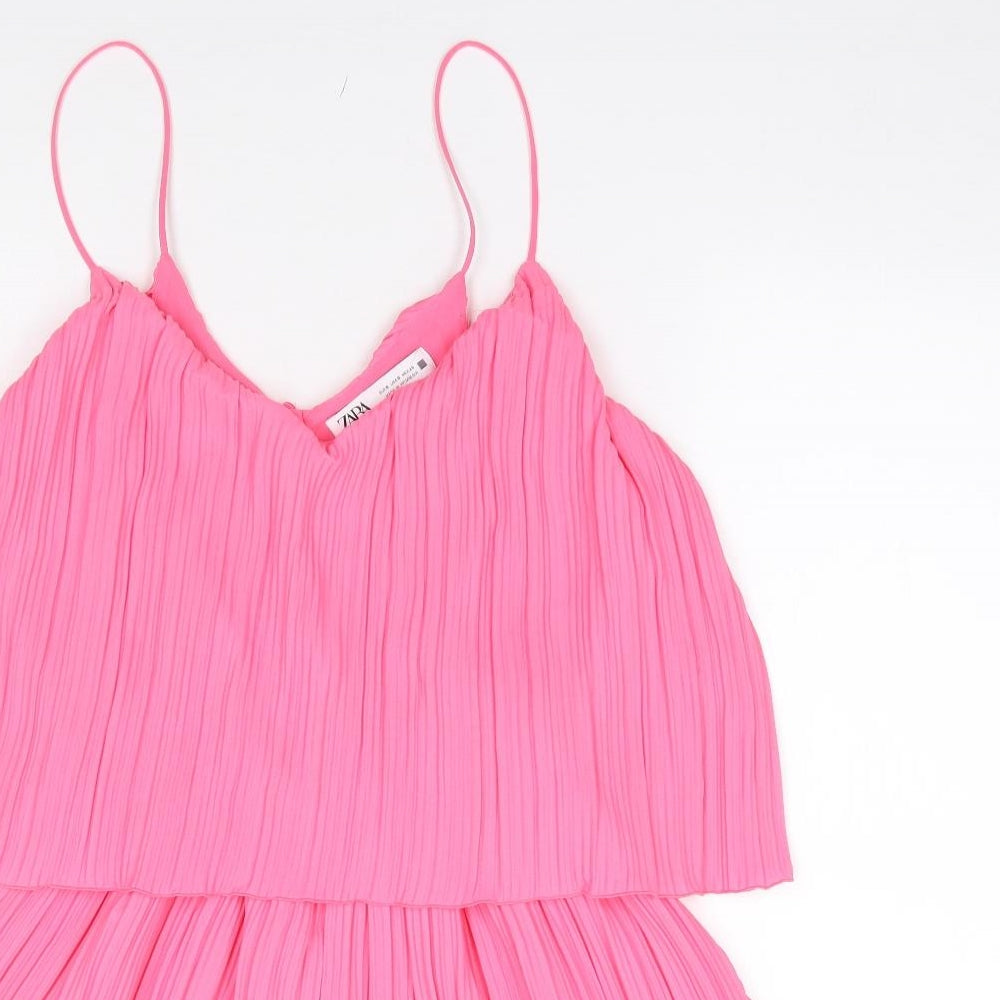 Zara Womens Pink  Polyester Playsuit One-Piece Size S L3 in Pullover