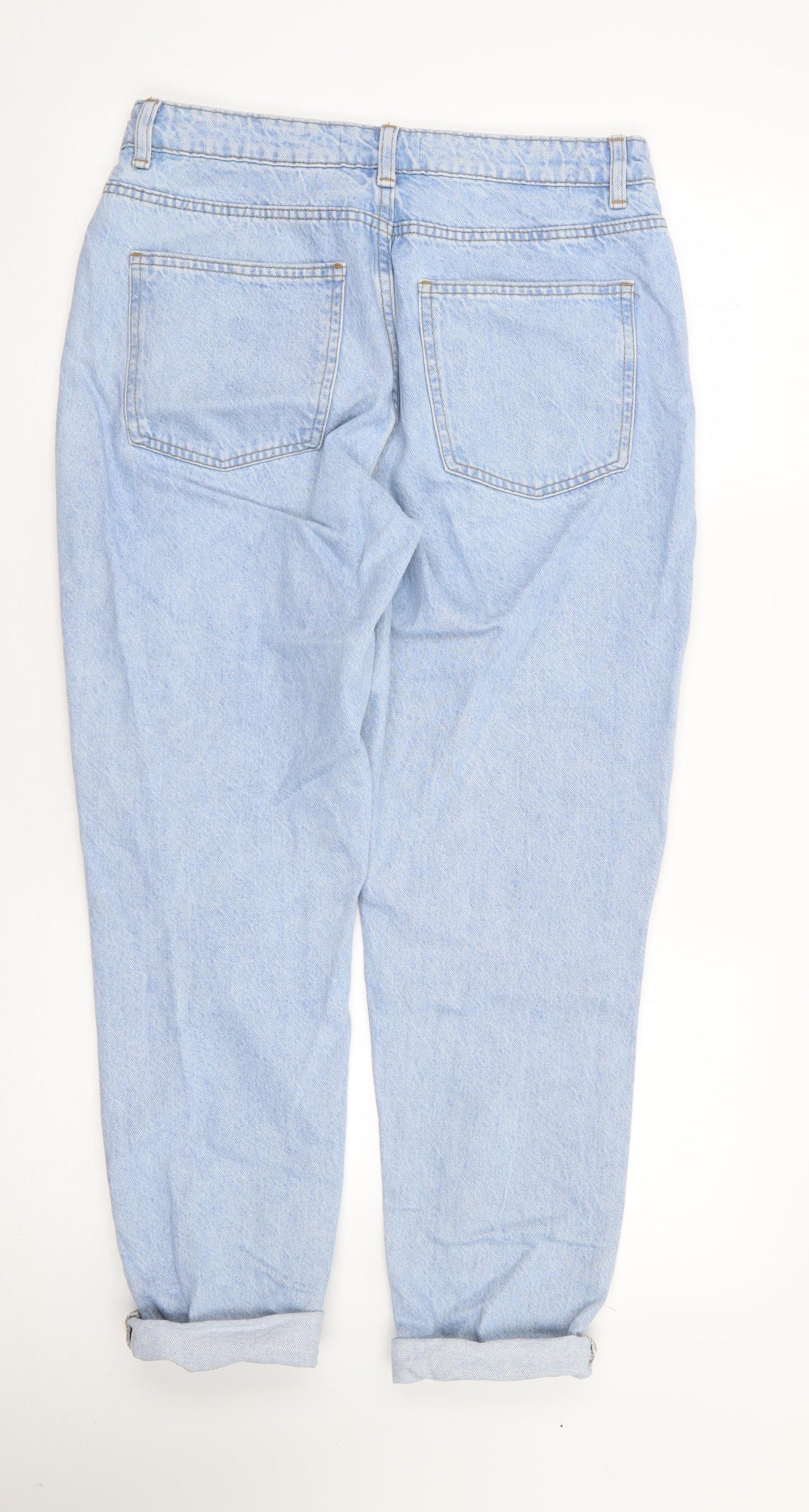 Primark Womens Blue  Cotton Mom Jeans Size 12 L27 in Regular Zip
