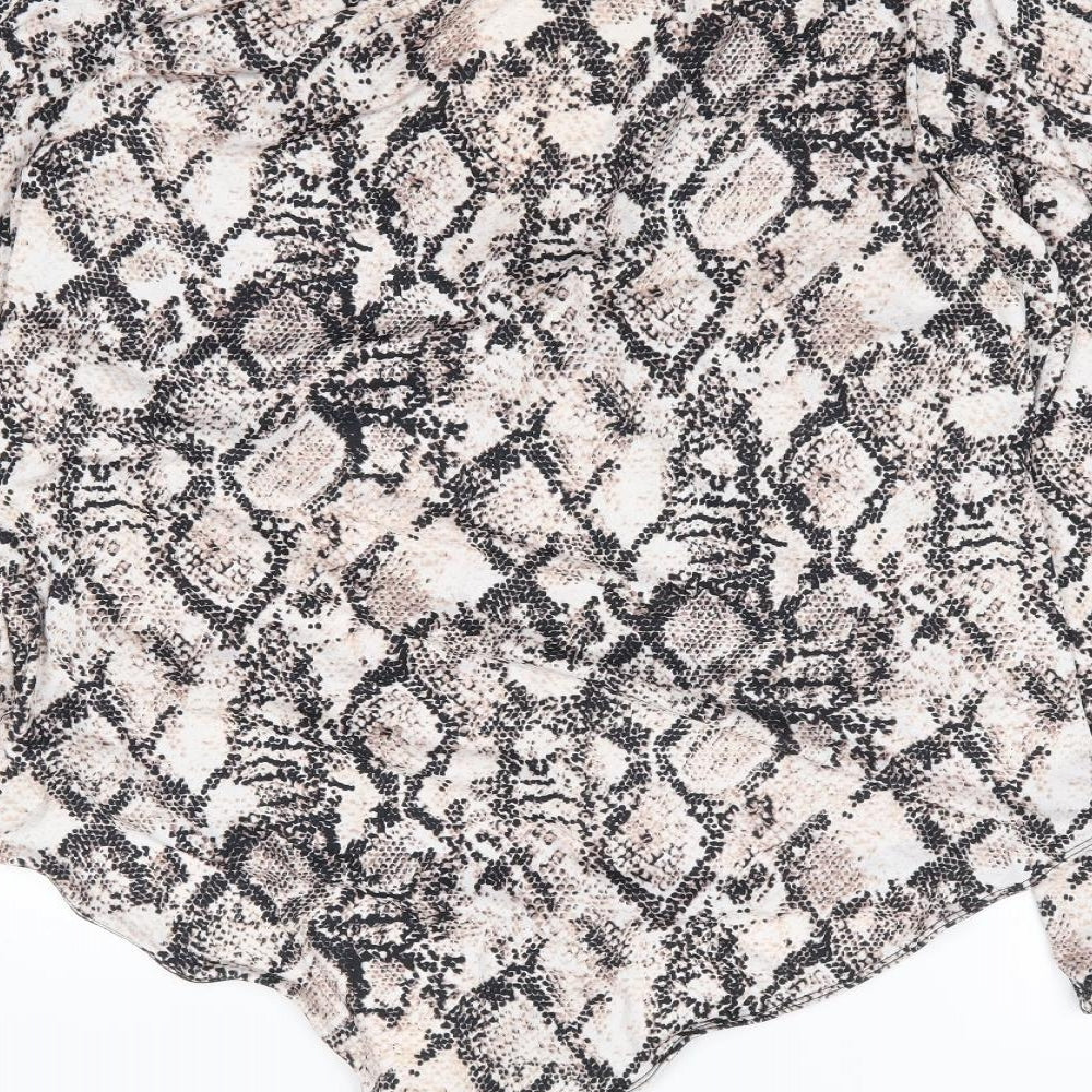 Primark Womens Beige Animal Print Polyester Bodysuit One-Piece Size XL  Snap