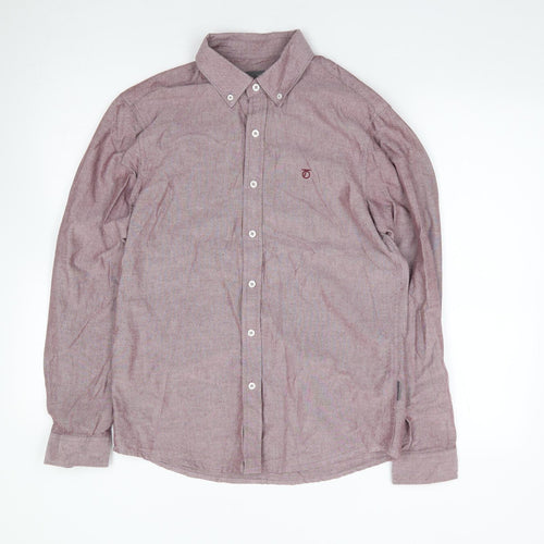 Peter Werth Mens Beige  Cotton  Button-Up Size 38 Collared Button
