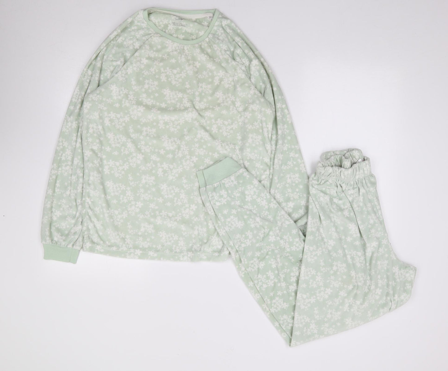 Primark Womens Green Floral Polyester Top Pyjama Set Size XS