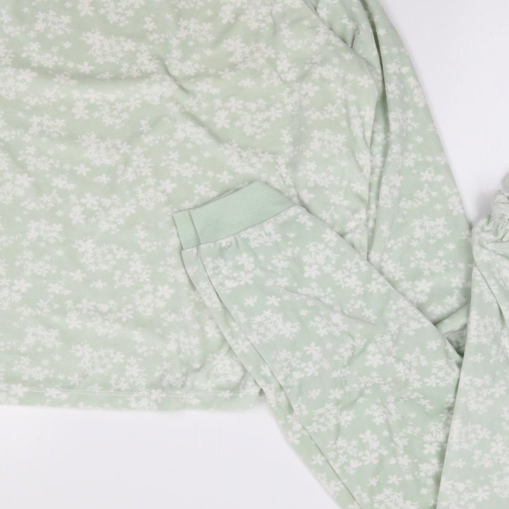 Primark Womens Green Floral Polyester Top Pyjama Set Size XS