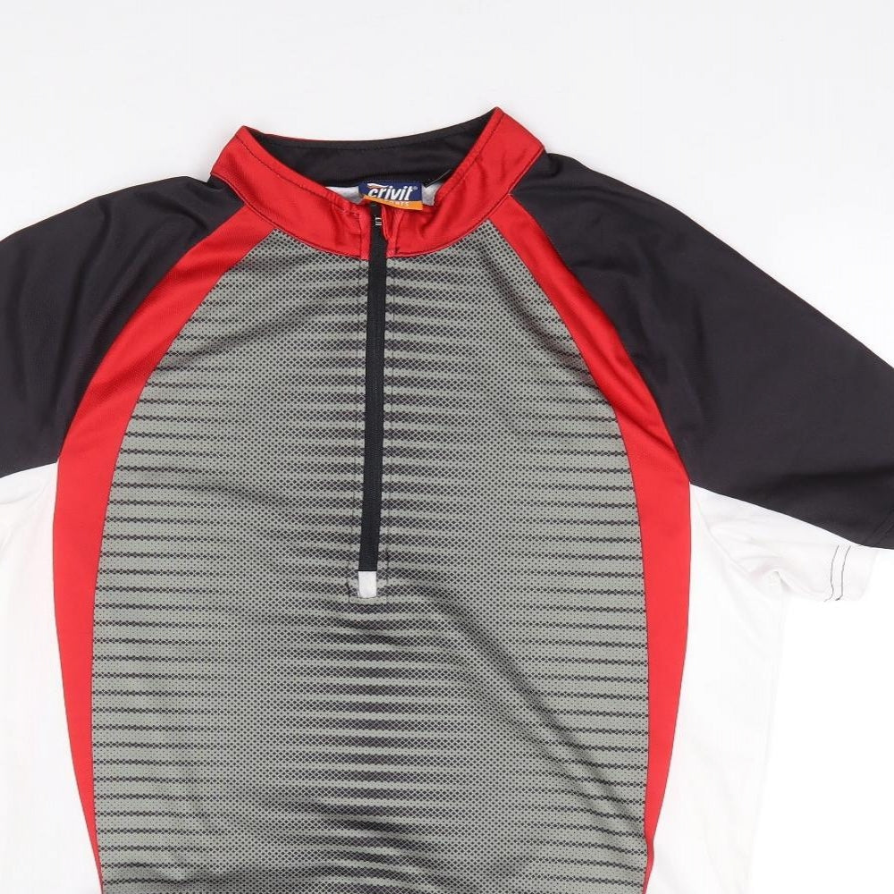 Crivit Mens Multicoloured Colourblock Polyester Jersey T-Shirt Size M High Neck Pullover