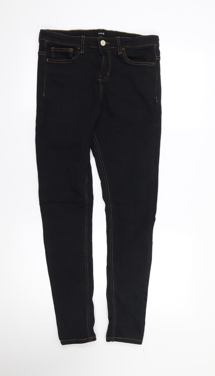 Hera Mens Black Cotton Skinny Jeans Size 28 L29 in Regular Zip