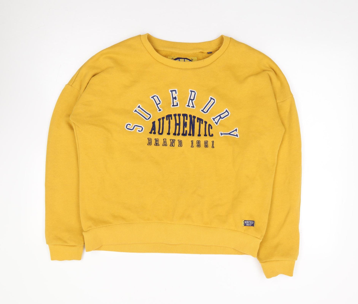 Superdry Womens Yellow  Cotton Pullover Sweatshirt Size 14  Pullover