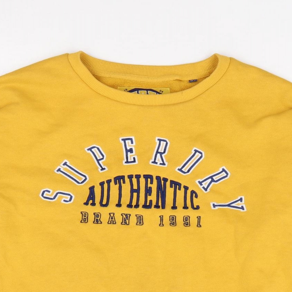Superdry Womens Yellow  Cotton Pullover Sweatshirt Size 14  Pullover