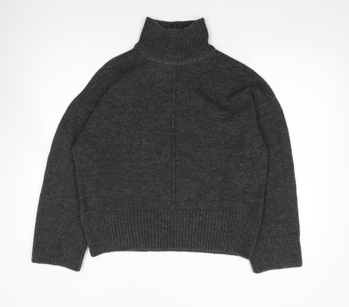 F&F Womens Grey High Neck  Acrylic Pullover Jumper Size 12