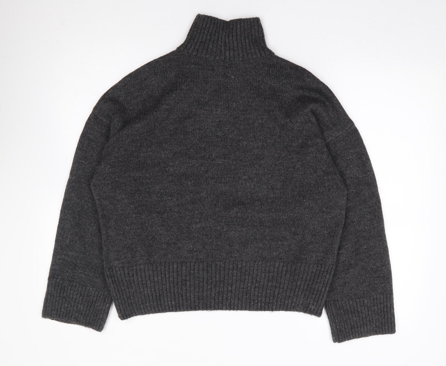 F&F Womens Grey High Neck  Acrylic Pullover Jumper Size 12