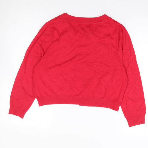Papaya Womens Red Round Neck  Viscose Cardigan Jumper Size 14
