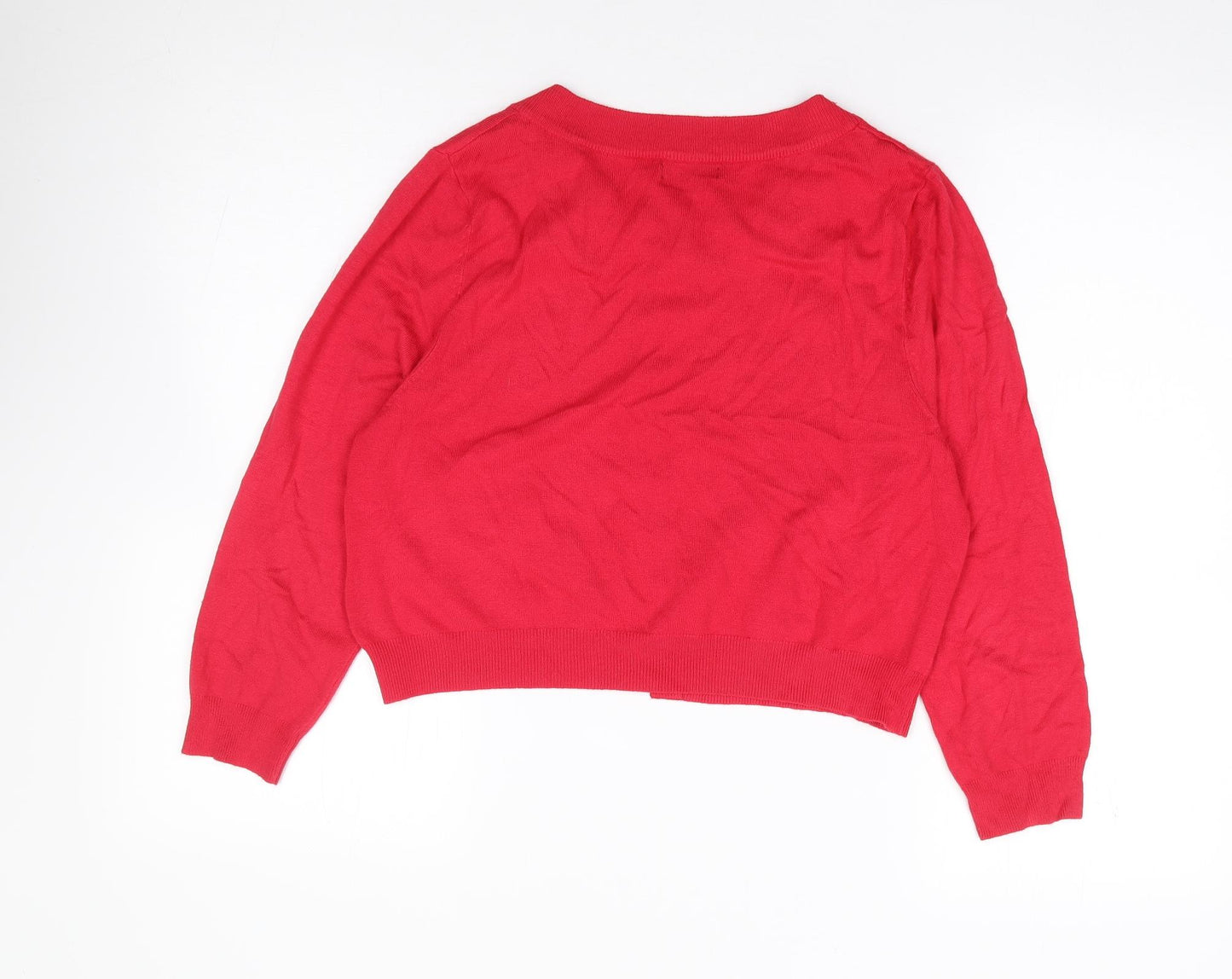Papaya Womens Red Round Neck  Viscose Cardigan Jumper Size 14