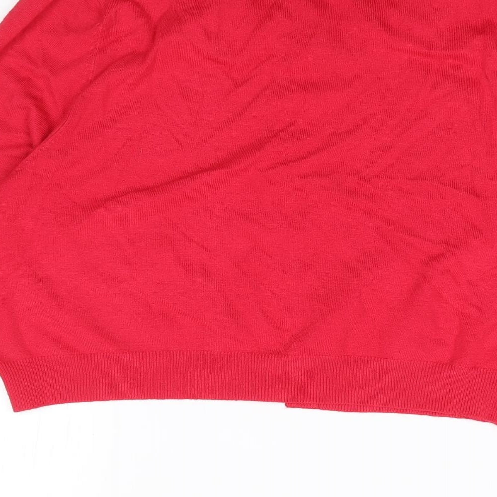 Papaya Womens Red Round Neck  Viscose Cardigan Jumper Size 14