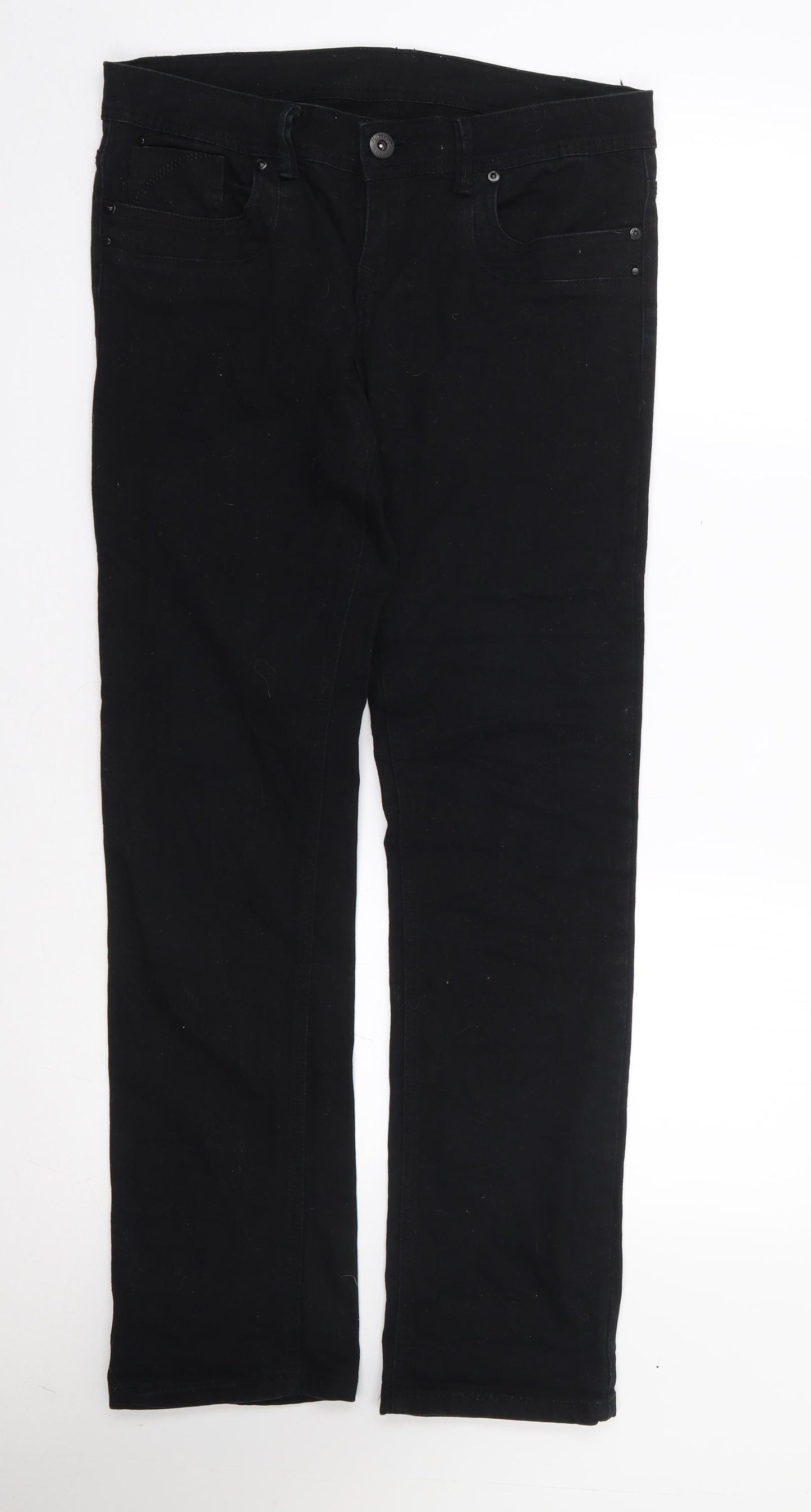 Dunnes Womens Black  Cotton Straight Jeans Size 12 L30 in Regular Zip