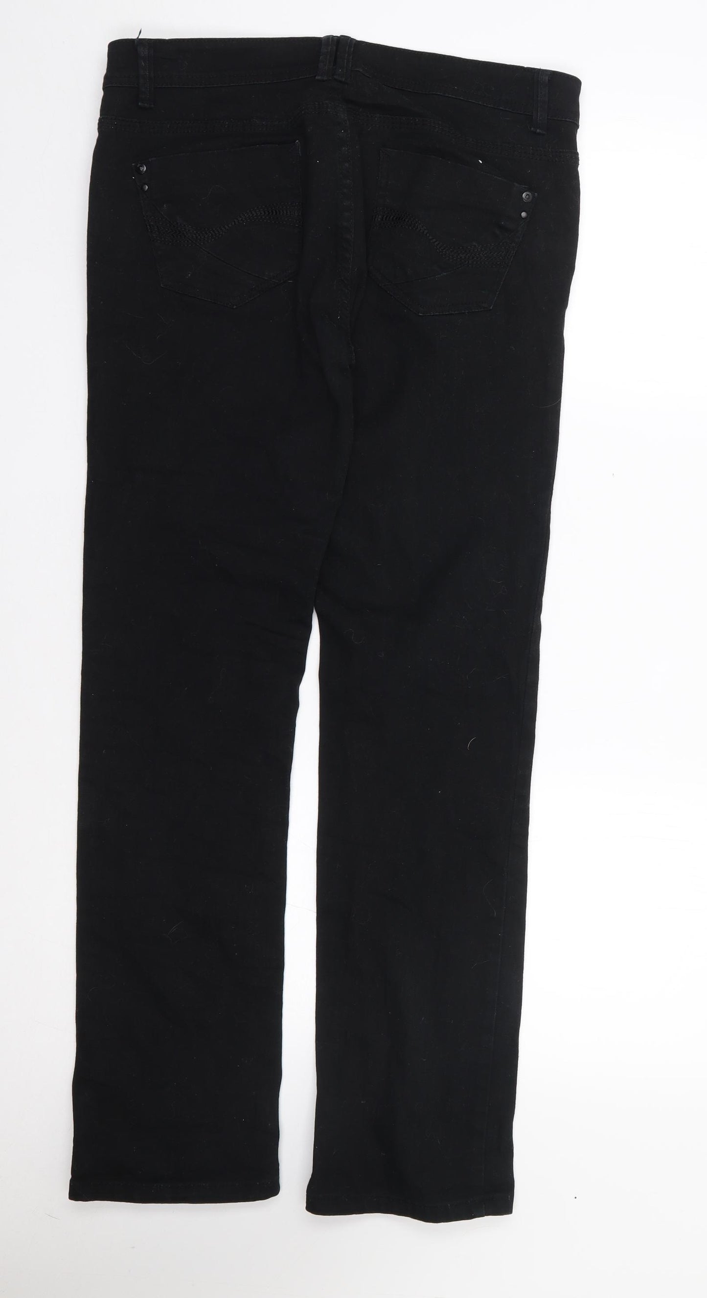 Dunnes Womens Black  Cotton Straight Jeans Size 12 L30 in Regular Zip