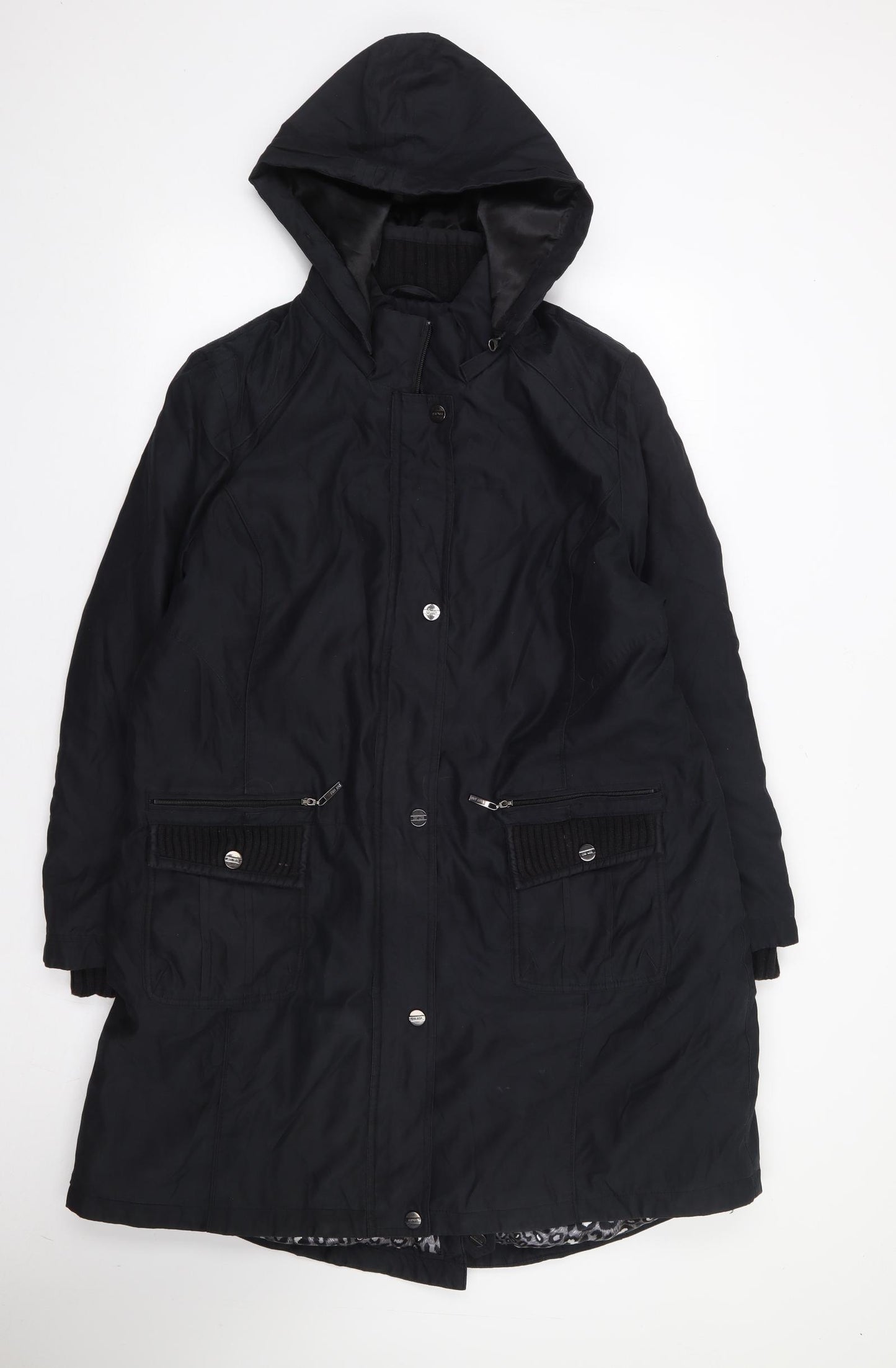 Per Una Womens Black   Parka Coat Size XL  Zip