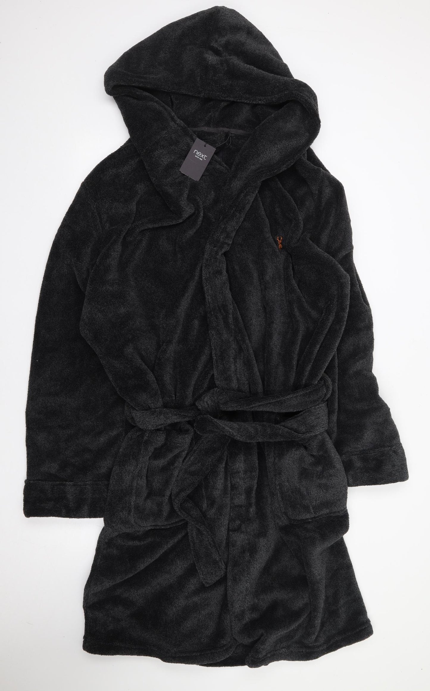 NEXT Mens Grey Solid Polyester  Robe Size 3XL  Drawstring