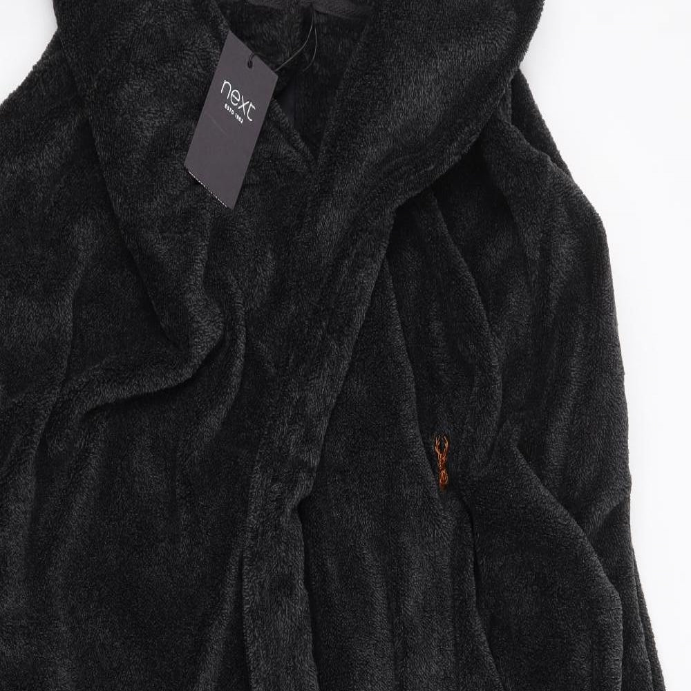 NEXT Mens Grey Solid Polyester  Robe Size 3XL  Drawstring