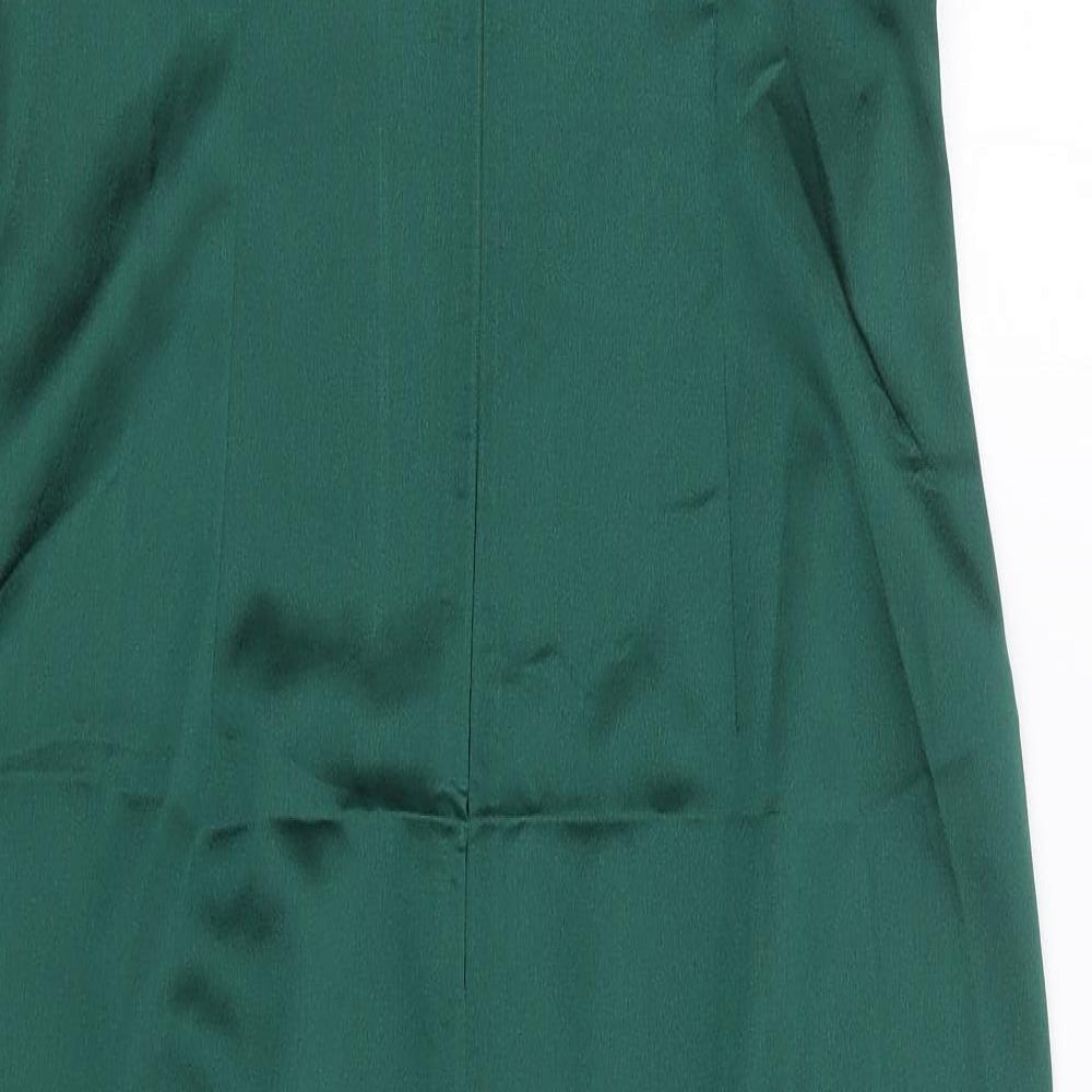 Pretty little Thing Womens Green  Polyester Slip Dress  Size 12  Cowl Neck Zip