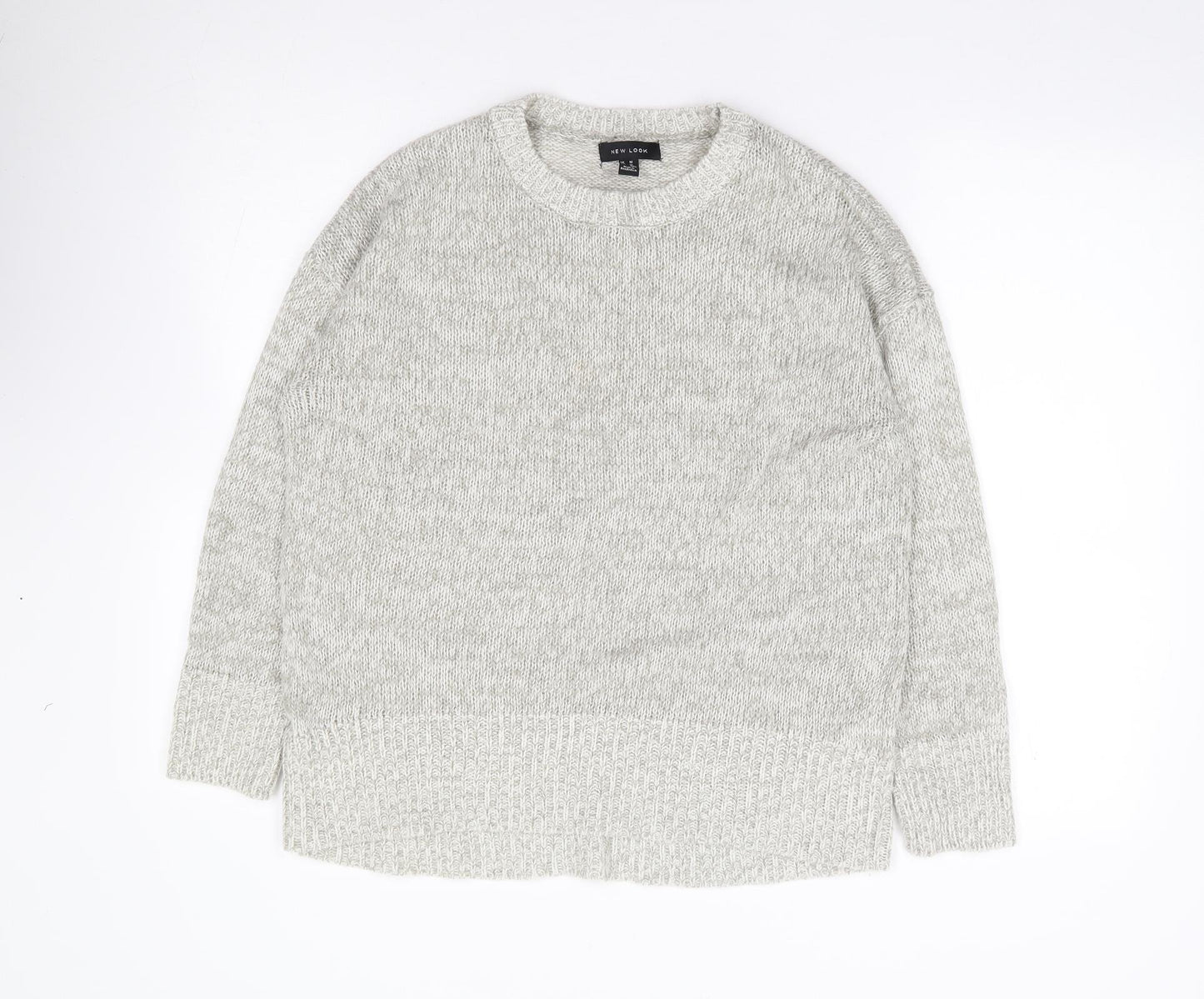 New Look  Womens Grey Round Neck  Acrylic Pullover Jumper Size M