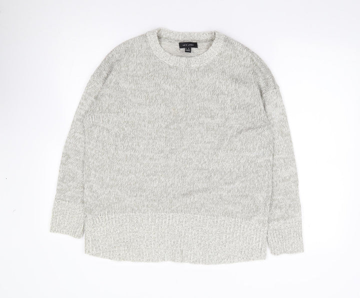 New Look  Womens Grey Round Neck  Acrylic Pullover Jumper Size M