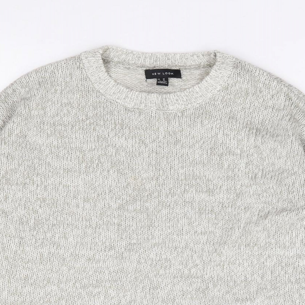 New Look  Womens Grey Round Neck  Acrylic Pullover Jumper Size M
