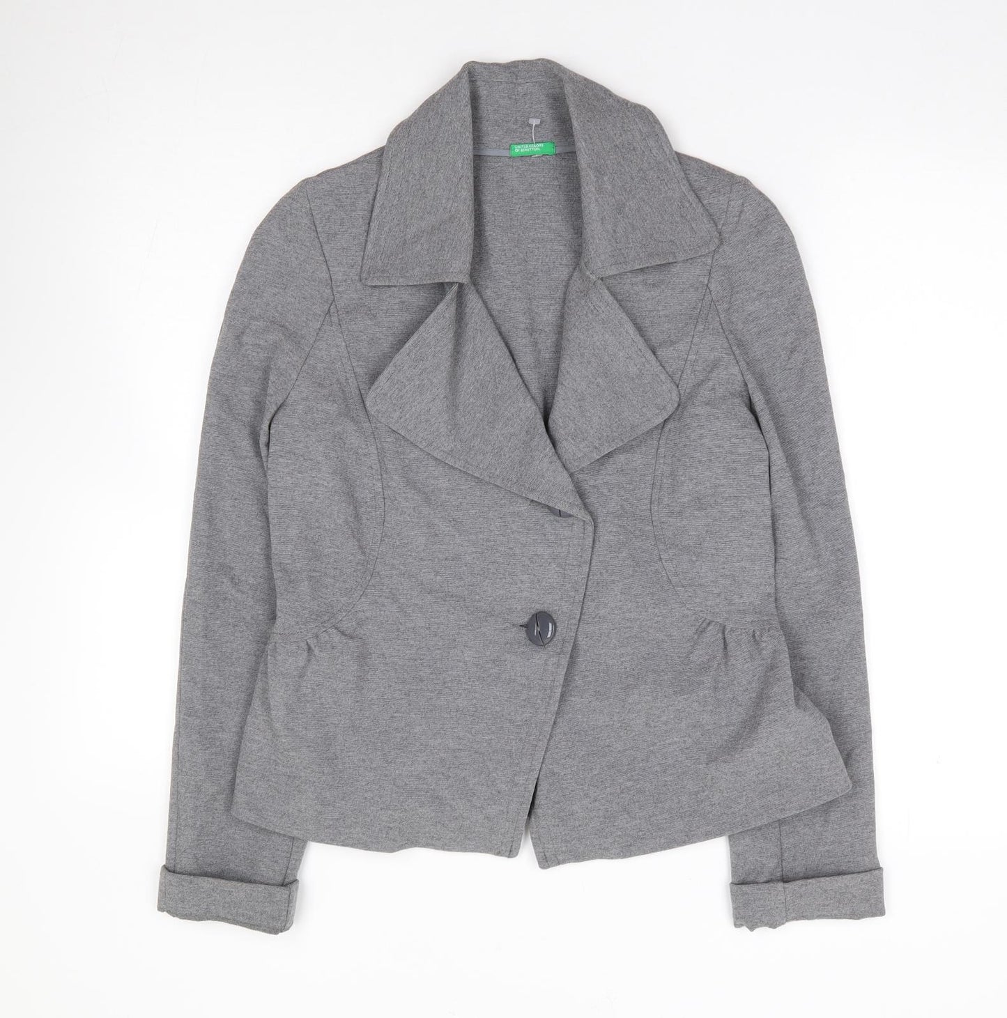 United Colours of Benetton Womens Grey  Viscose Jacket Suit Jacket Size 16