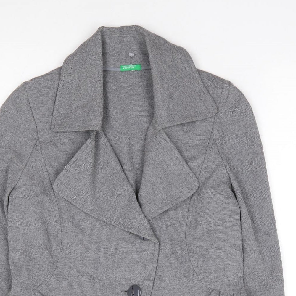 United Colours of Benetton Womens Grey  Viscose Jacket Suit Jacket Size 16