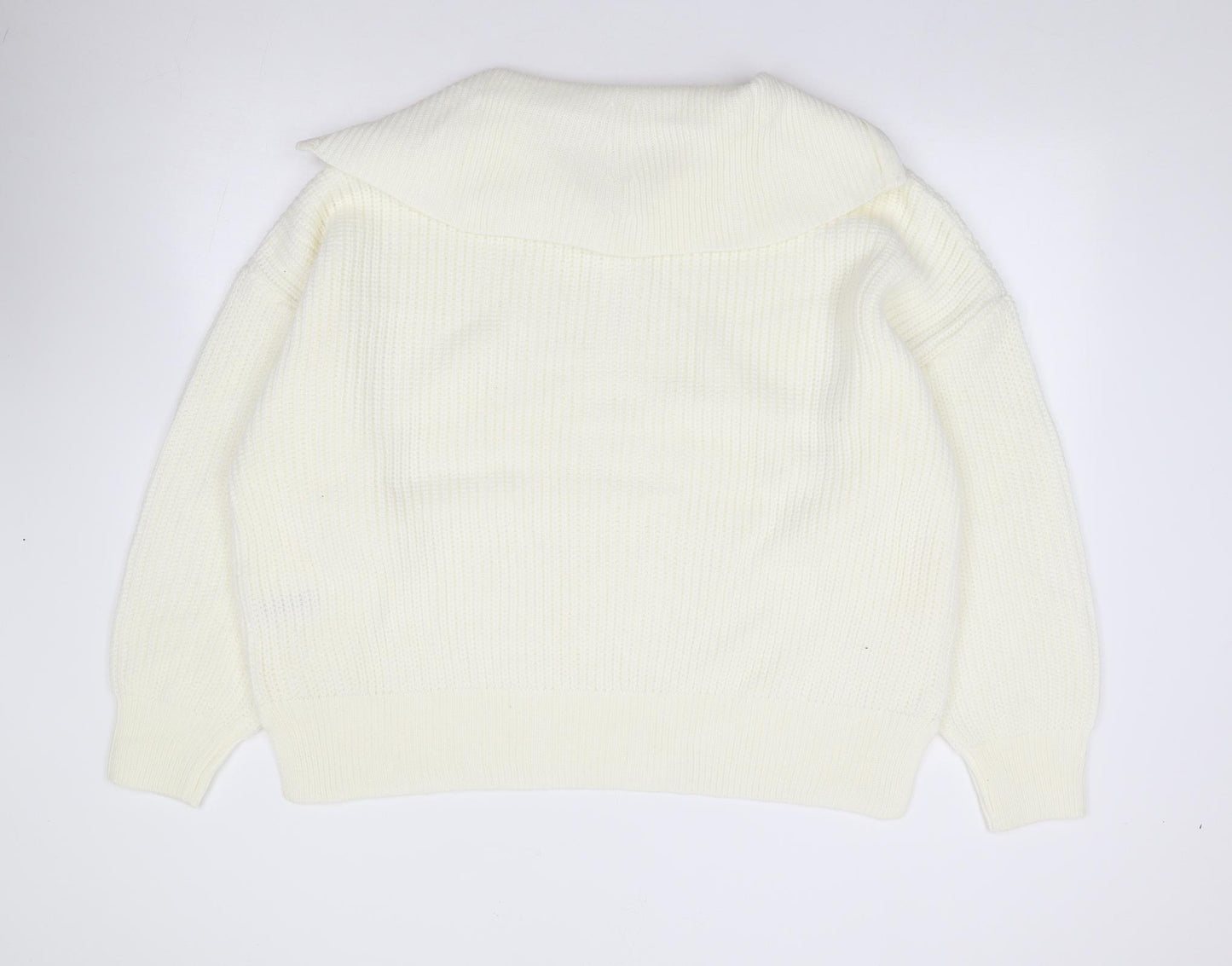 Nutmeg Womens Ivory V-Neck  Acrylic Pullover Jumper Size 20