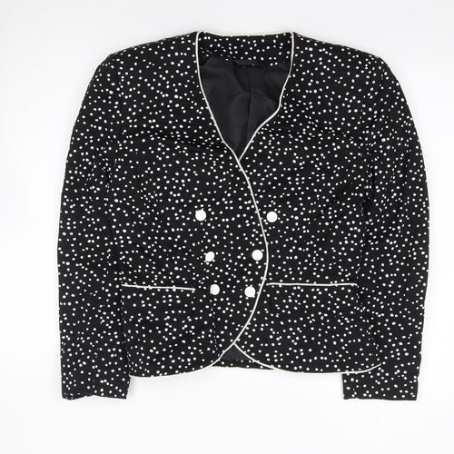 Country Casuals Womens Black Polka Dot Cotton Jacket Suit Jacket Size 10