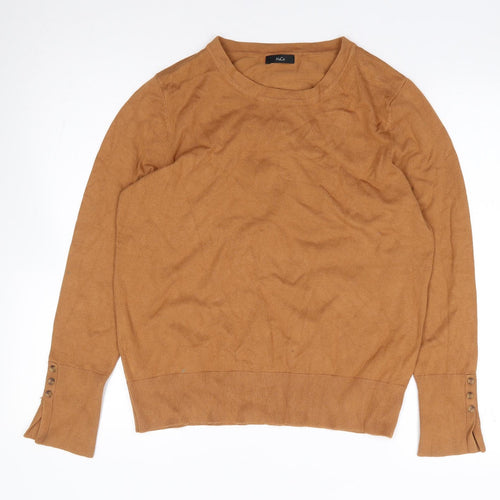 M&Co Womens Brown Round Neck  Viscose Pullover Jumper Size 16