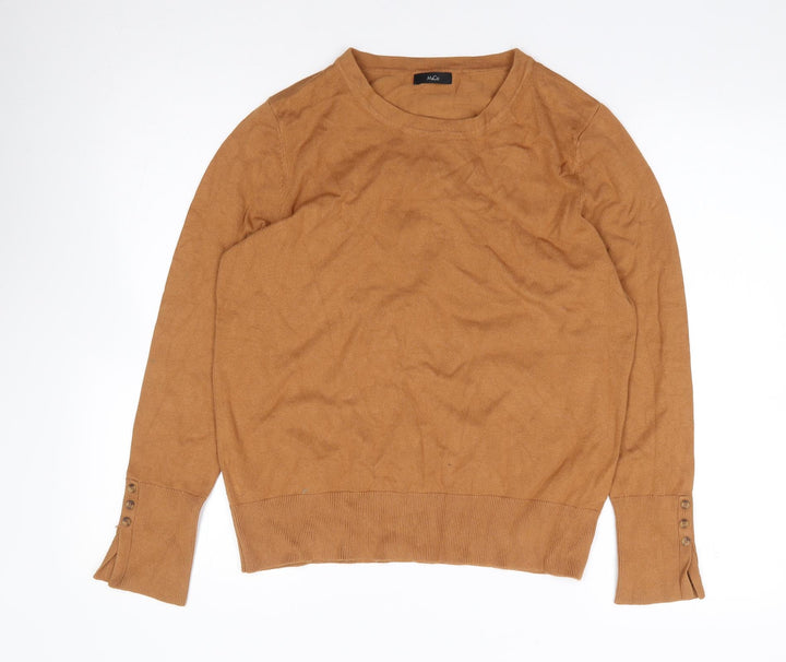 M&Co Womens Brown Round Neck Viscose Pullover Jumper Size 16