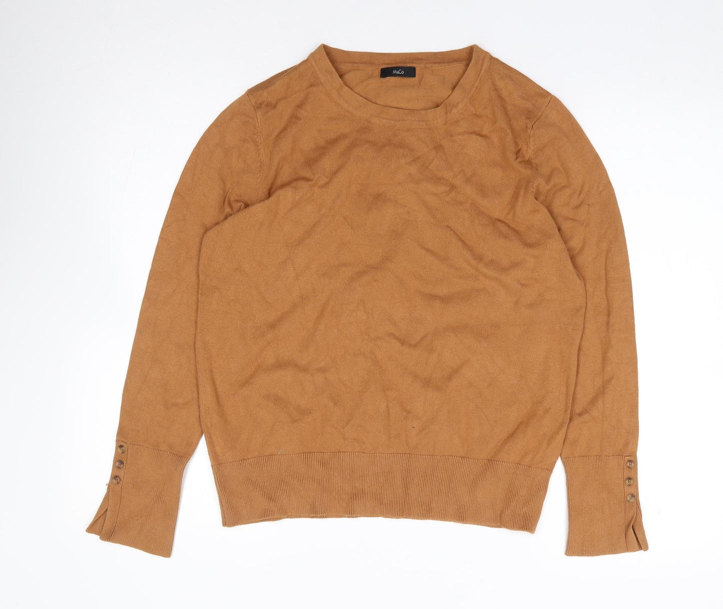M&Co Womens Brown Round Neck  Viscose Pullover Jumper Size 16
