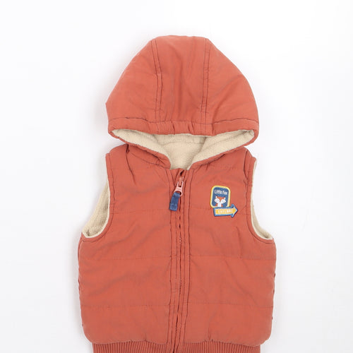 Dunnes Boys Orange   Gilet Coat Size 3-6 Months   Zip