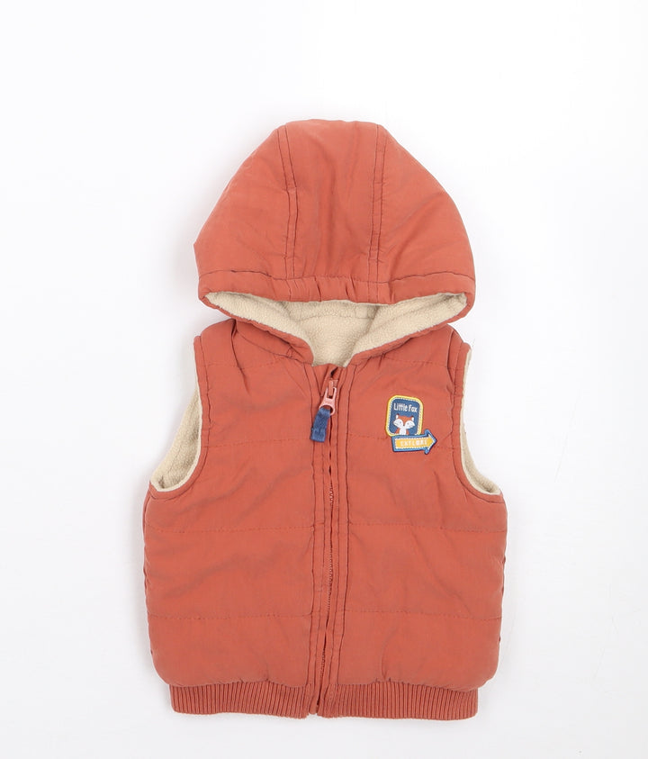 Dunnes Boys Orange Gilet Coat Size 3-6 Months Zip