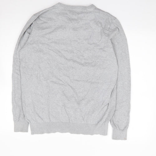 George Mens Grey Crew Neck  Cotton Pullover Jumper Size L