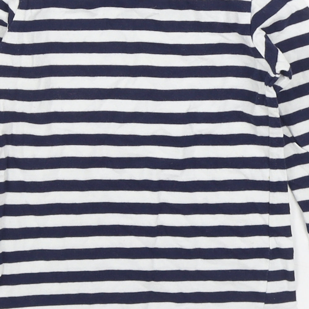 H&M Boys Blue Striped 100% Cotton Basic T-Shirt Size 2 Years Round Neck Pullover