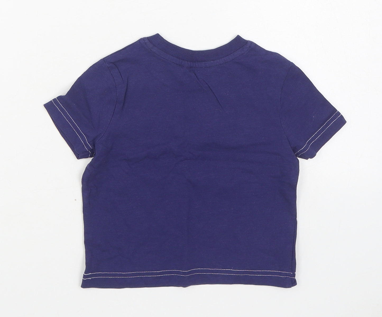 George Boys Blue  100% Cotton Basic T-Shirt Size 18-24 Months Round Neck Pullover