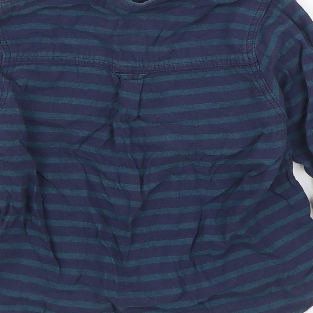 H&M Boys Blue Striped 100% Cotton Basic Button-Up Size 18-24 Months Collared Button