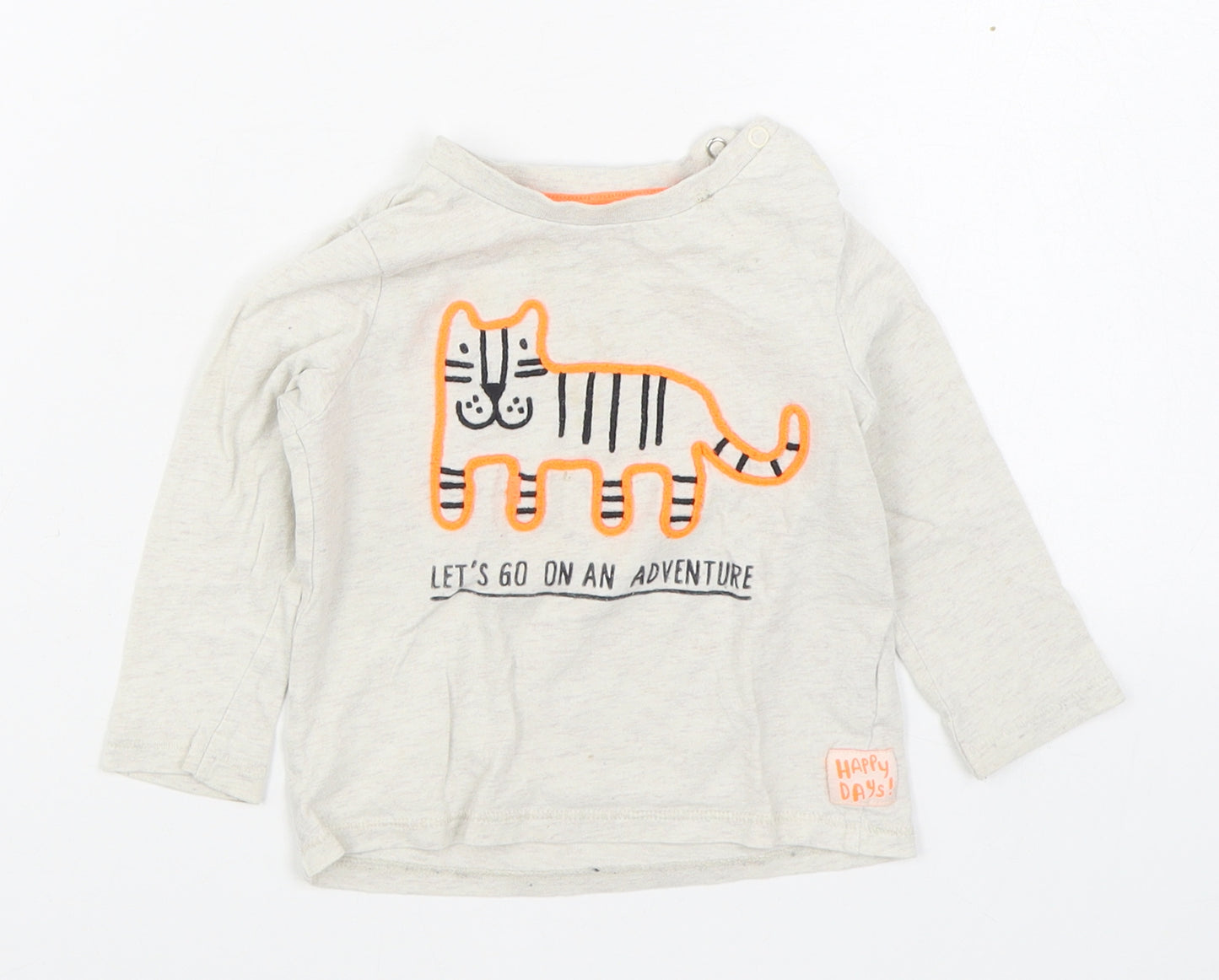F&F Boys Beige  100% Cotton Basic T-Shirt Size 9-12 Months Round Neck Pullover