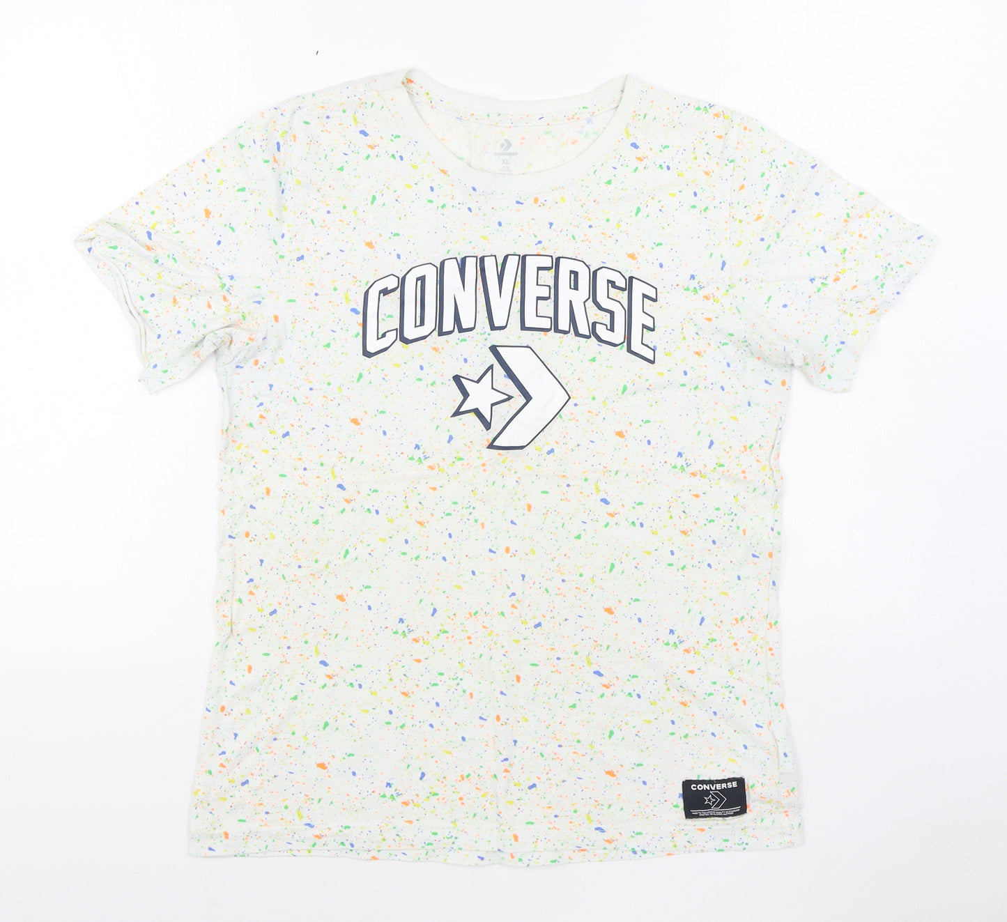 Converse Boys Multicoloured Geometric 100% Cotton Basic T-Shirt Size 13-14 Years Round Neck Pullover