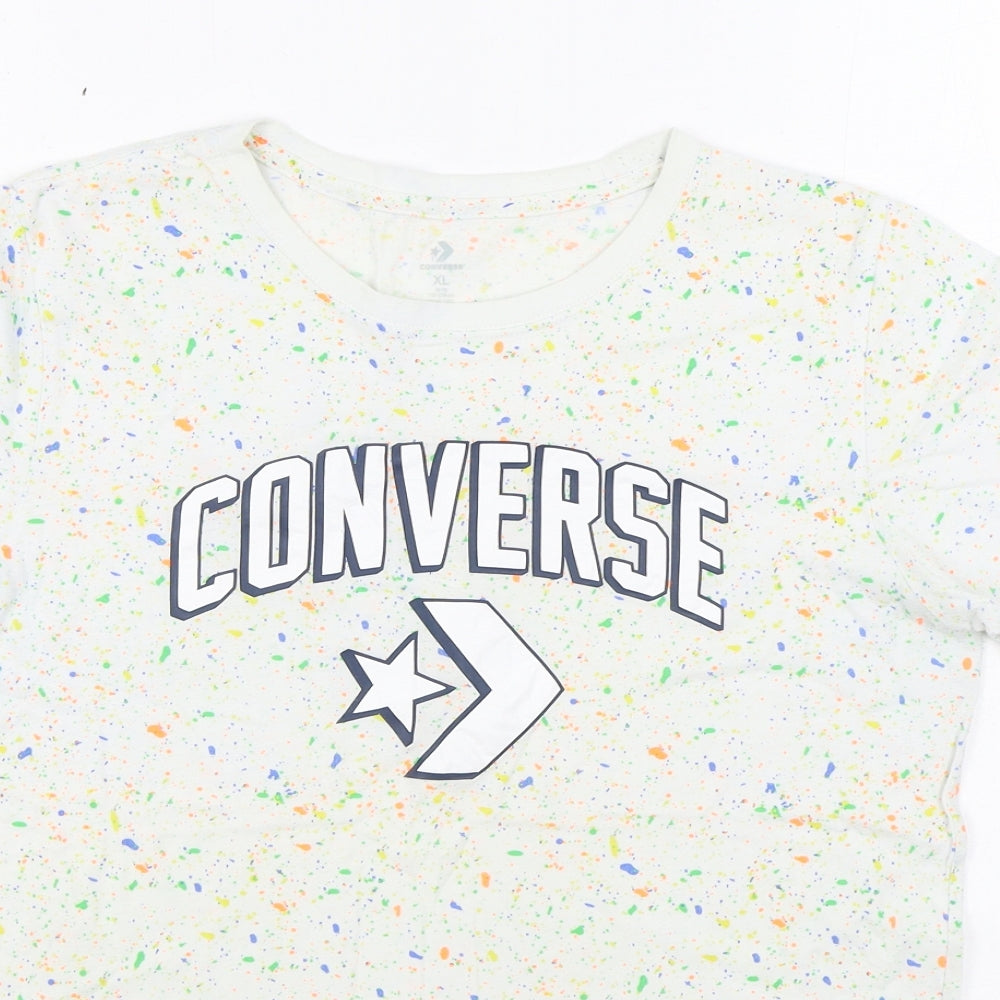 Converse Boys Multicoloured Geometric 100% Cotton Basic T-Shirt Size 13-14 Years Round Neck Pullover
