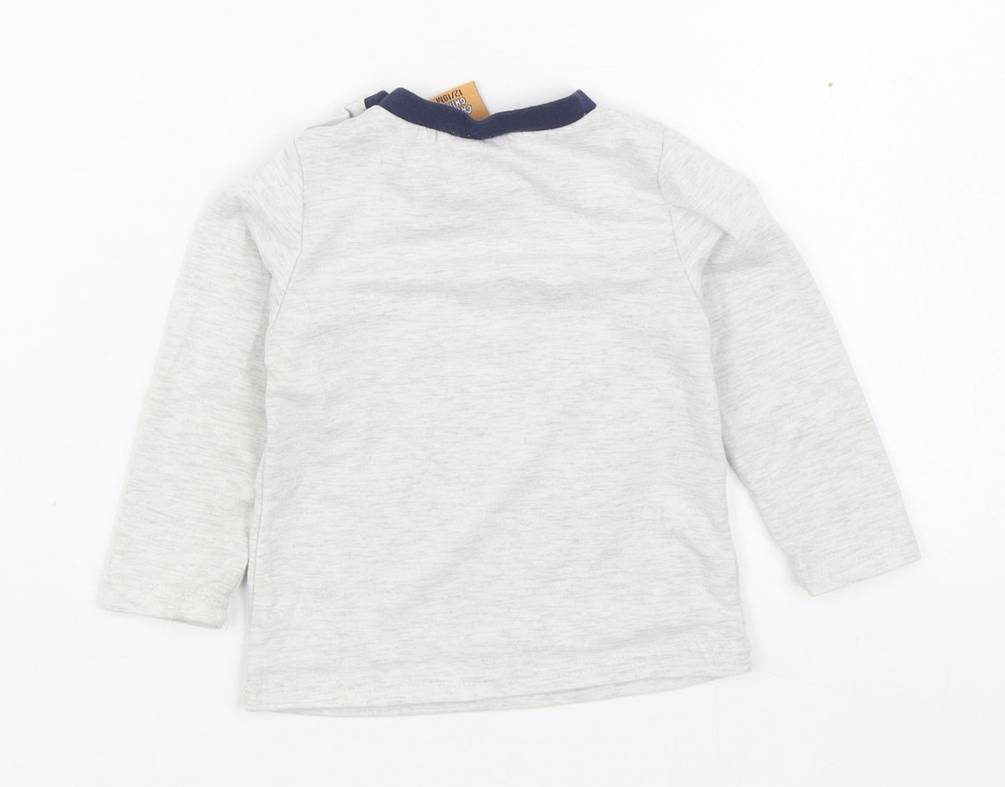 Cheeky Chimp Boys Grey  Cotton Basic T-Shirt Size 12-18 Months Round Neck Pullover