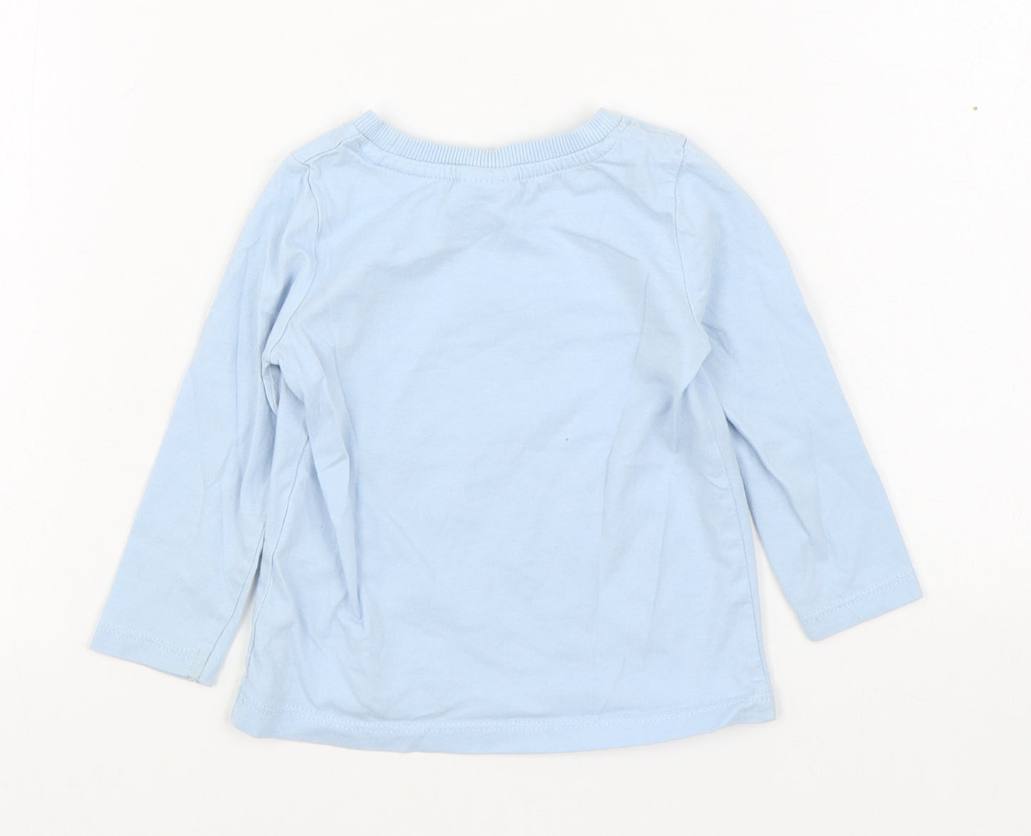 So Cute Boys Blue  Cotton Basic T-Shirt Size 9-12 Months Round Neck Pullover