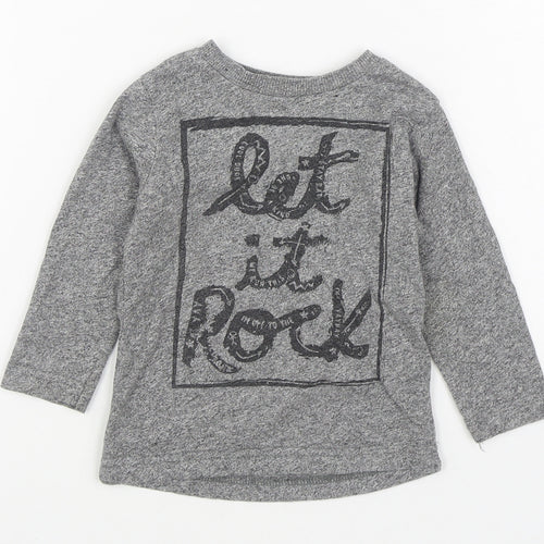 Dunnes Stores Boys Grey  Cotton Basic T-Shirt Size 12-18 Months Round Neck Pullover