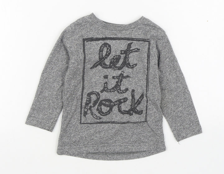 Dunnes Stores Boys Grey Cotton Basic T-Shirt Size 12-18 Months Round Neck Pullover