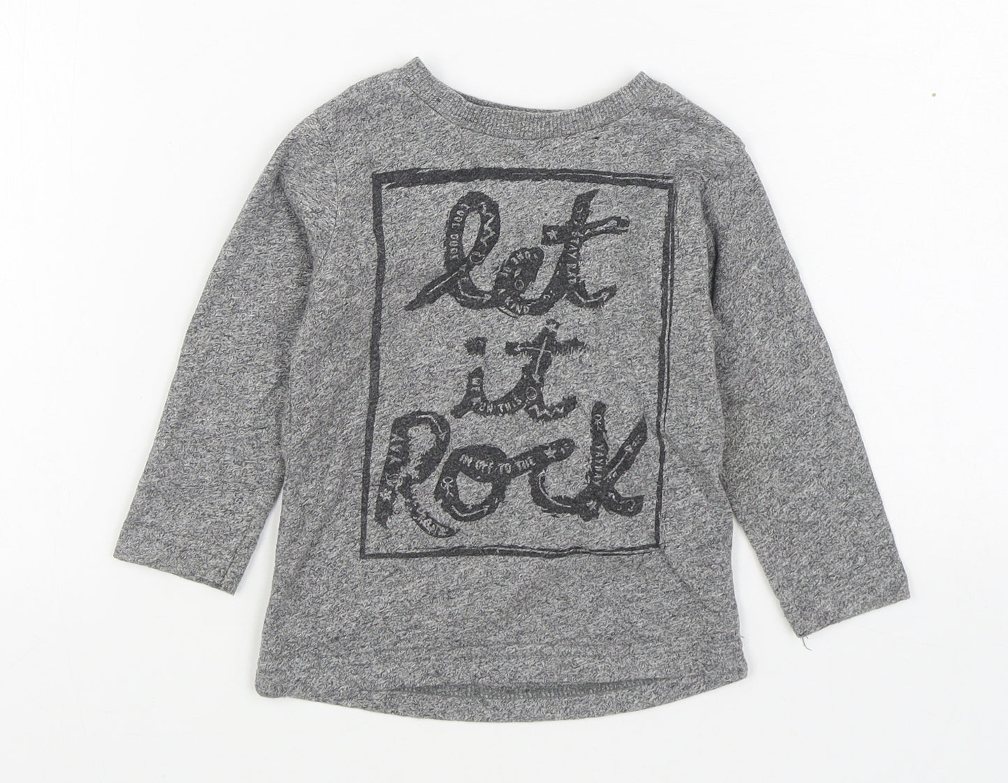 Dunnes Stores Boys Grey  Cotton Basic T-Shirt Size 12-18 Months Round Neck Pullover