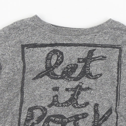 Dunnes Stores Boys Grey  Cotton Basic T-Shirt Size 12-18 Months Round Neck Pullover